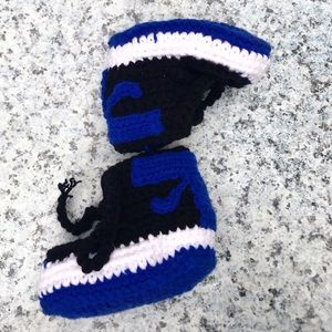Baby Crochet Blue And Black Nike 1 Hi Top Booties